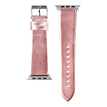 METALLIC Leather Watch Strap for Apple Watch Series 4-10 & SE & ULTRA - Rose
