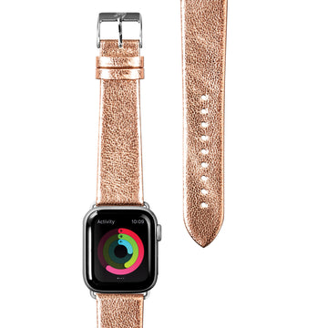 METALLIC Leather Watch Strap for Apple Watch Series 4-10 & SE & ULTRA - Gold